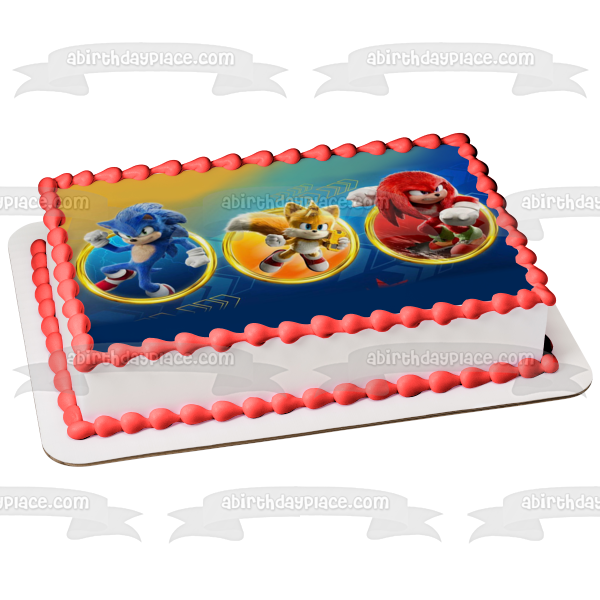 Sonic the Hedgehog 2 Tails and Knuckles Rings and Speed Lines Edible Cake Topper Image ABPID56404