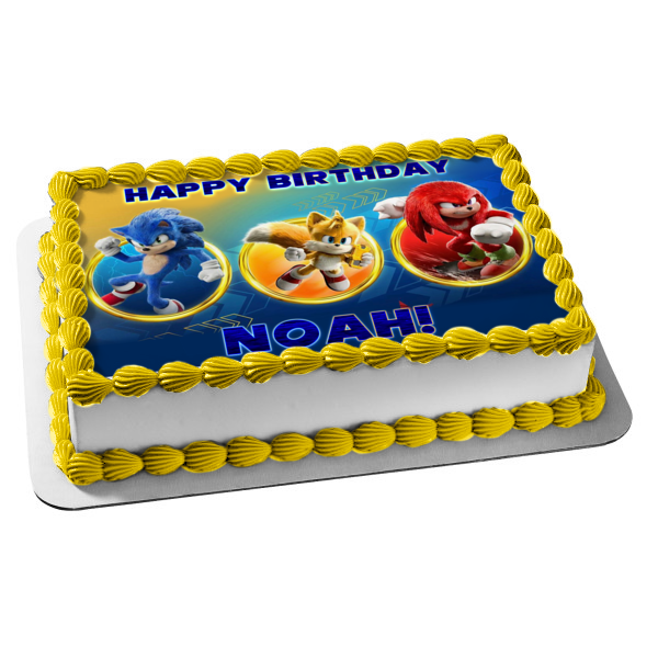 Sonic the Hedgehog 2 Tails and Knuckles Rings and Speed Lines Edible Cake Topper Image ABPID56404