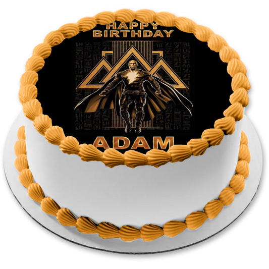 Black Adam Triangles Illustrated Poster Edible Cake Topper Image ABPID56409