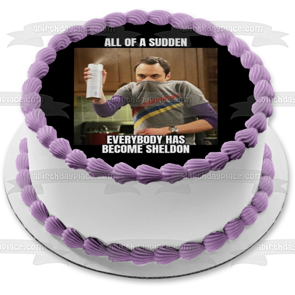 Coronavirus Meme The Big Bang Theory Sheldon Cooper rociando Lysol comestible Cake Topper Imagen ABPID51491 