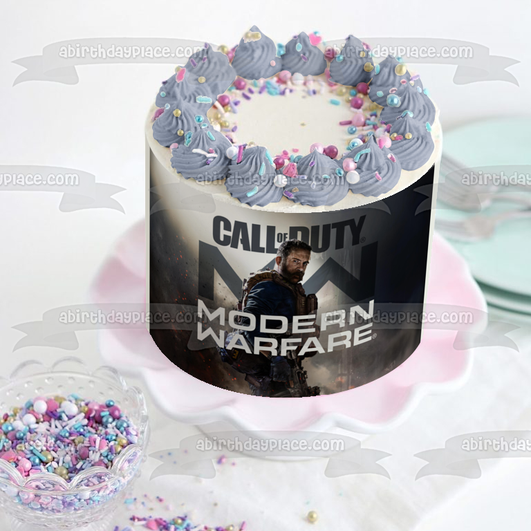 Imagen comestible para decoración de tarta con el logotipo del Capitán Price de Call of Duty: Modern Warfare ABPID51740 