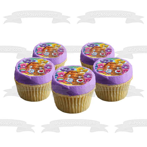 Ositos cariñosos y primos Funshine Bear Harmony Bear Grumpy Bear Share Bear Lotsa Heart Elephant Edible Cake Topper Imagen ABPID52009 