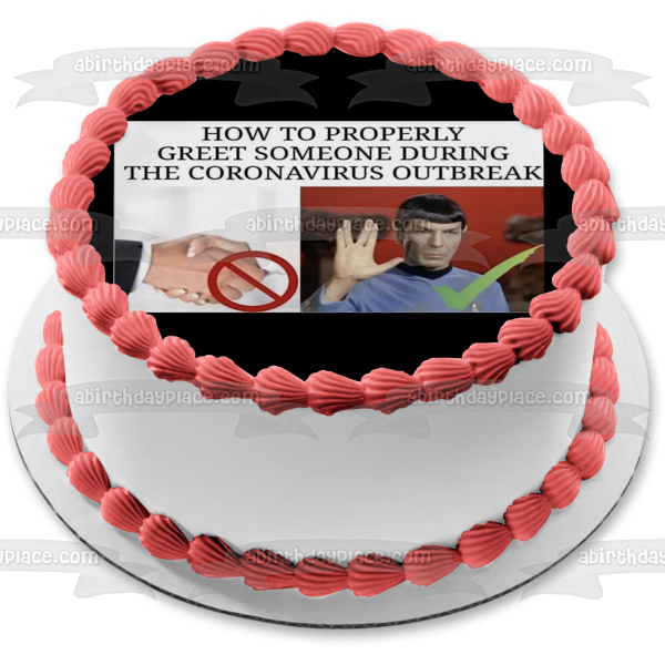 Star Trek Coronavirus Meme Dr. Spock No te des la mano Imagen comestible para decoración de tarta ABPID51860 