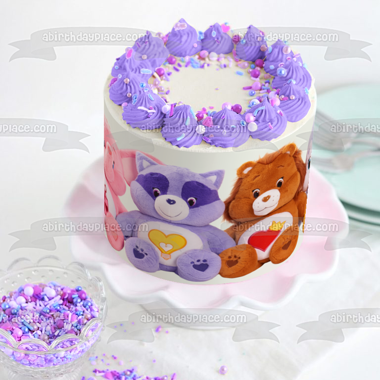 Care Bears and Cousins Brave Heart Lion Bright Heart Raccoon Cozy Heart  Penguin Lotsa Heart Elephant Edible Cake Topper Image ABPID52011