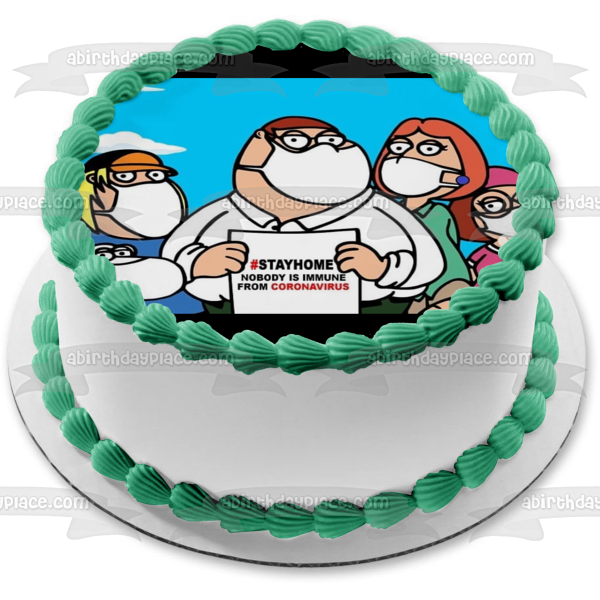 Padre de familia Coronavirus Meme Brian Chris Peter Lois Meg #Stayhome Edible Cake Topper Imagen ABPID51867 