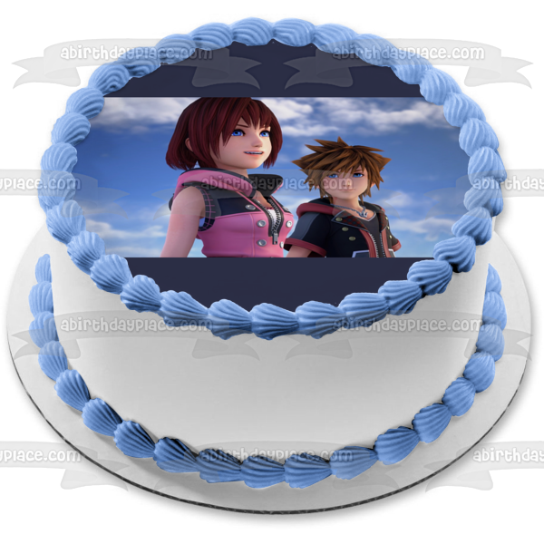 Imagen de decoración comestible para tarta de Sora Kairi de Disney Kingdom Hearts 3 ABPID51876 