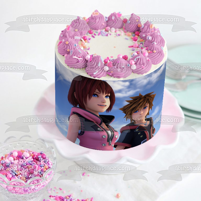 Imagen de decoración comestible para tarta de Sora Kairi de Disney Kingdom Hearts 3 ABPID51876 