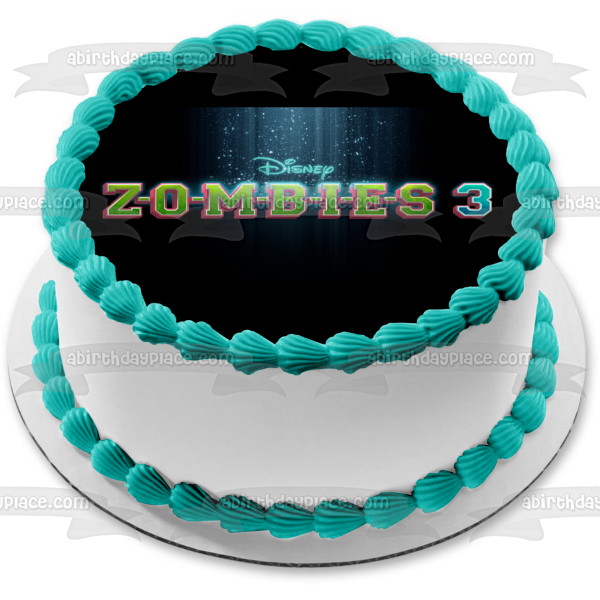 Logotipo de la película ZOMBIES 3 con fondo negro Imagen comestible para decoración de tarta ABPID56422 