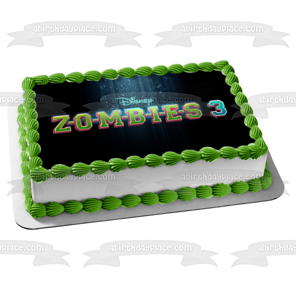 Logotipo de la película ZOMBIES 3 con fondo negro Imagen comestible para decoración de tarta ABPID56422 