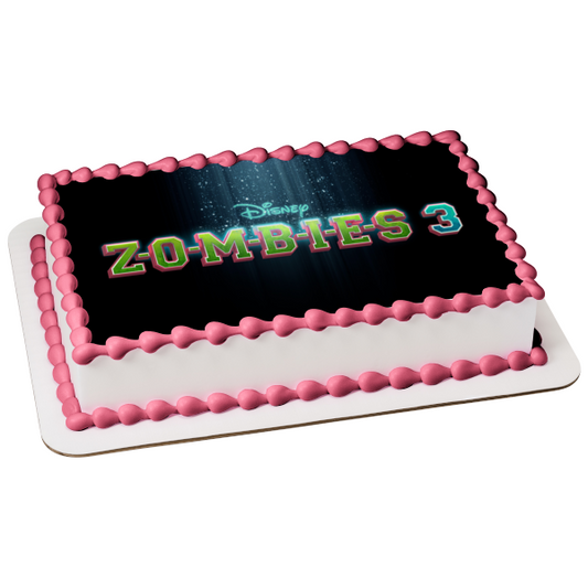 Logotipo de la película ZOMBIES 3 con fondo negro Imagen comestible para decoración de tarta ABPID56422 