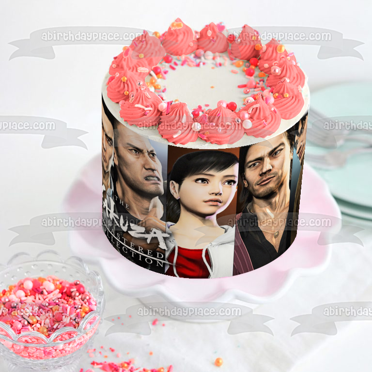 The Yakuza Remastered Collection Kazuma Kiryu Haruka Sawamura Goro Majima Ichiban Kasuga Takayuki Yagami Edible Cake Topper Image ABPID51904