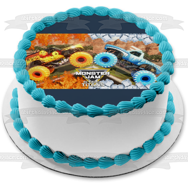 Imagen comestible para decoración de tarta Monster Jam Steel Titans Fire and Ice ABPID51906 