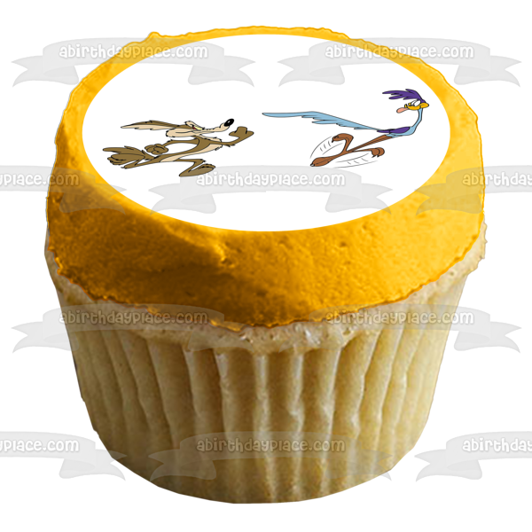 Roadrunner y Wile E. Coyote Looney Tunes Dibujos animados Warner Brothers Edible Cake Topper Imagen ABPID52055 