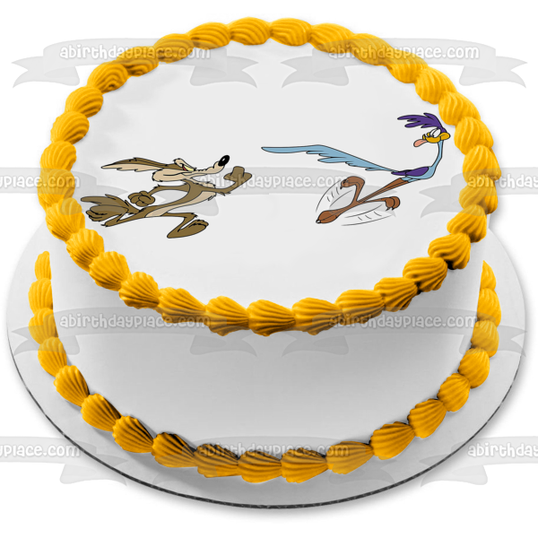 Roadrunner y Wile E. Coyote Looney Tunes Dibujos animados Warner Brothers Edible Cake Topper Imagen ABPID52055 