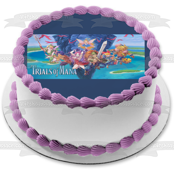 Trials of Mana Charlotte Hawkeye Angela Duran Kevin Riesz Imagen comestible para decoración de tarta ABPID51938 