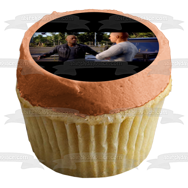 Decoración comestible para tarta de Fast and Furious Crossroads Dominic Toretto Roman Pearce Imagen ABPID51960 