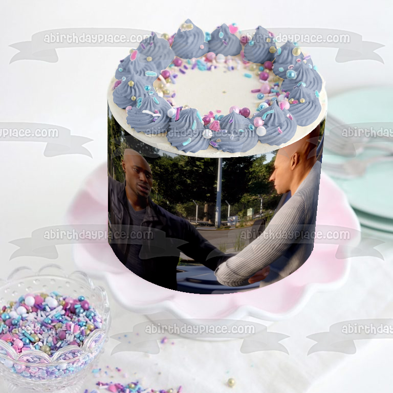 Decoración comestible para tarta de Fast and Furious Crossroads Dominic Toretto Roman Pearce Imagen ABPID51960 