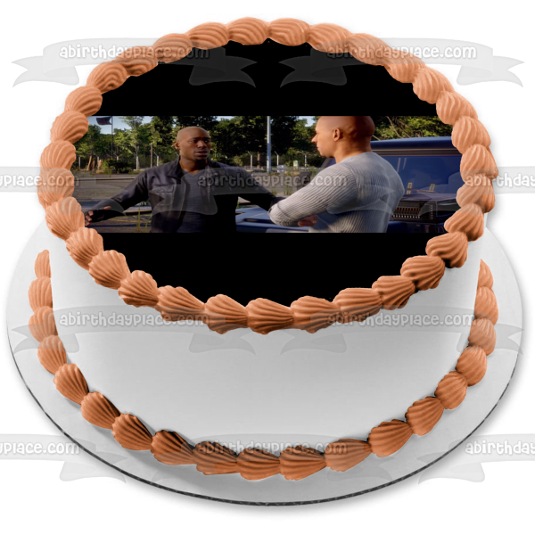 Decoración comestible para tarta de Fast and Furious Crossroads Dominic Toretto Roman Pearce Imagen ABPID51960 