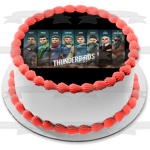 Thunderbirds Are Go Scott Virgil Alan Gordon John Kayo el capó el mecánico Imagen comestible para decoración de tarta ABPID52094 