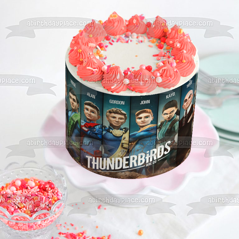 Thunderbirds Are Go Scott Virgil Alan Gordon John Kayo el capó el mecánico Imagen comestible para decoración de tarta ABPID52094 