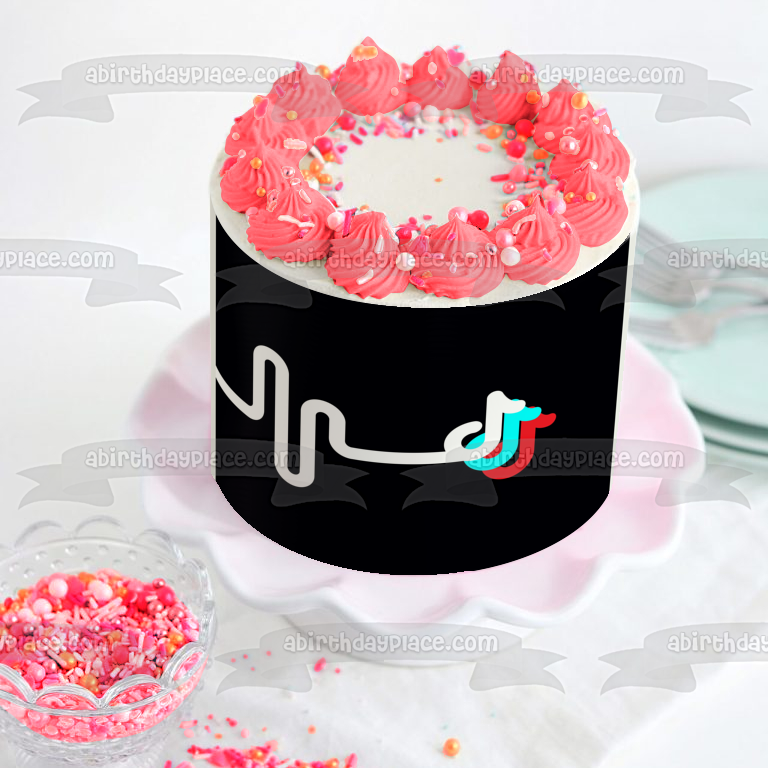 Imagen comestible para decoración de tarta con forma de onda del logotipo de Tik Tok ABPID51987 