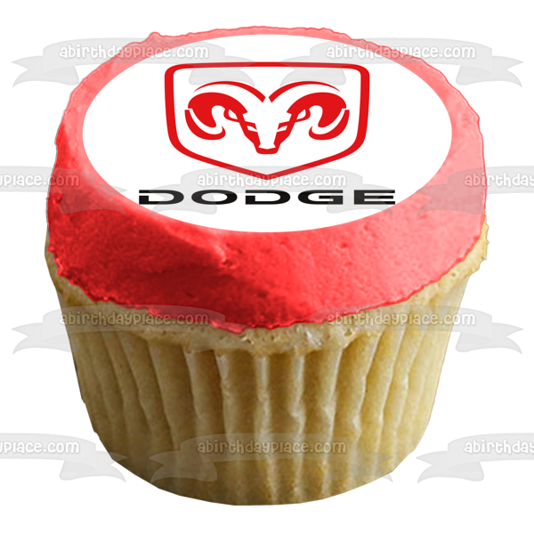 Dodge Car Company Logotipo del vehículo Red Black Sheep Ram's Head Edible Cake Topper Imagen ABPID52196 