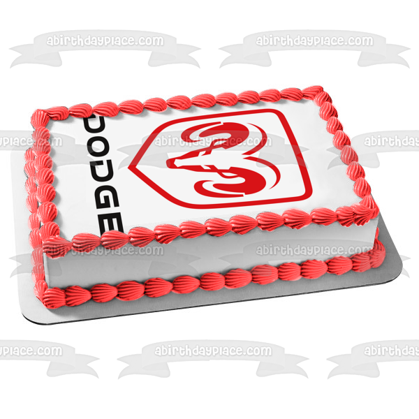 Dodge Car Company Logotipo del vehículo Red Black Sheep Ram's Head Edible Cake Topper Imagen ABPID52196 