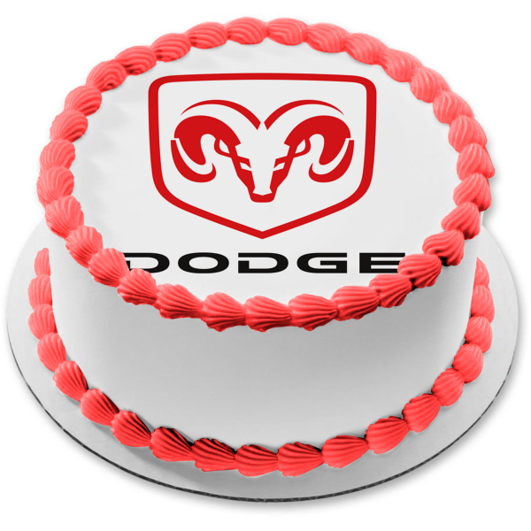 Dodge Car Company Logotipo del vehículo Red Black Sheep Ram's Head Edible Cake Topper Imagen ABPID52196 