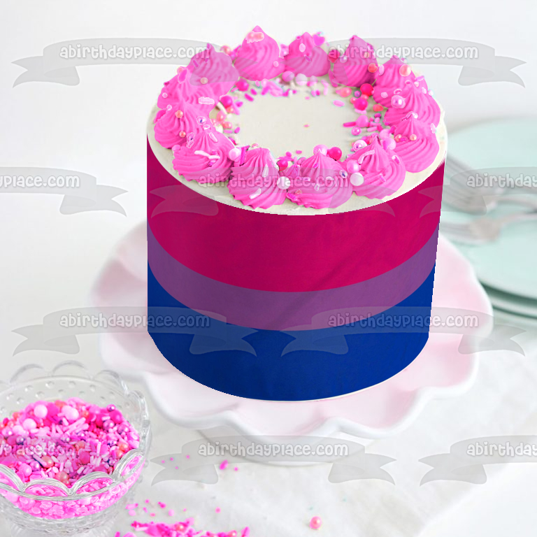 Bisexual Flag Michael Page Pink Blue Purple Bi Edible Cake Topper Image ABPID52207