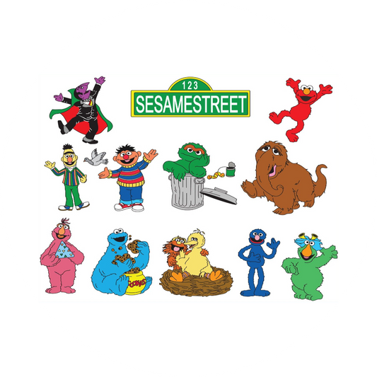 ¡Los personajes de Barrio Sésamo cuentan con Elmo Bert, Ernie Grouch y la pandilla! Imagen comestible para decoración de tarta ABPID52260 