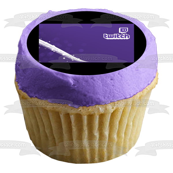 Logotipo de Twitch Servicio de transmisión de vídeo morado y blanco Imagen comestible para decoración de tartas ABPID52538 