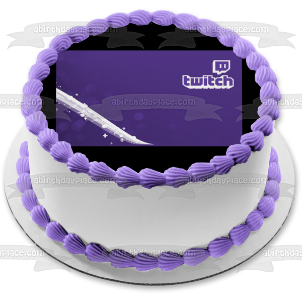 Logotipo de Twitch Servicio de transmisión de vídeo morado y blanco Imagen comestible para decoración de tartas ABPID52538 