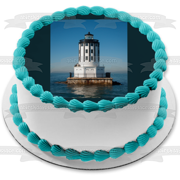 Adorno comestible para tarta con faro de Angels Gate, San Pedro, California, imagen ABPID52556 