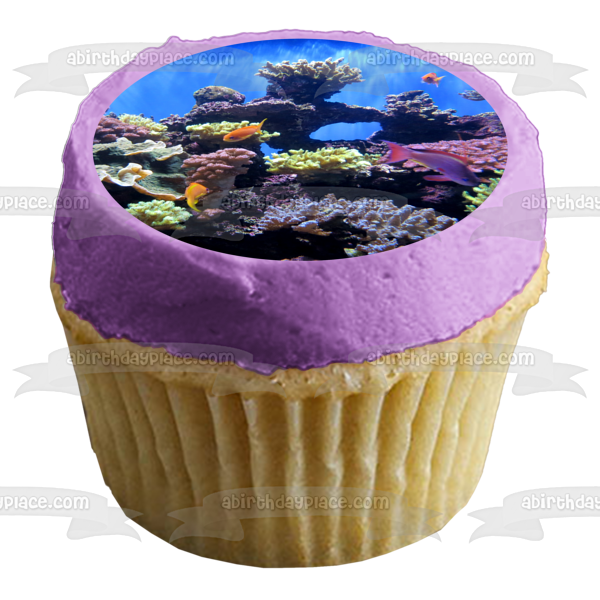 Underwater Ocean Life Fish Coral Edible Cake Topper Image ABPID52575