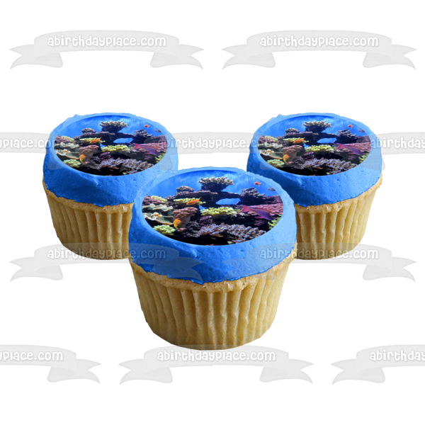 Underwater Ocean Life Fish Coral Edible Cake Topper Image ABPID52575