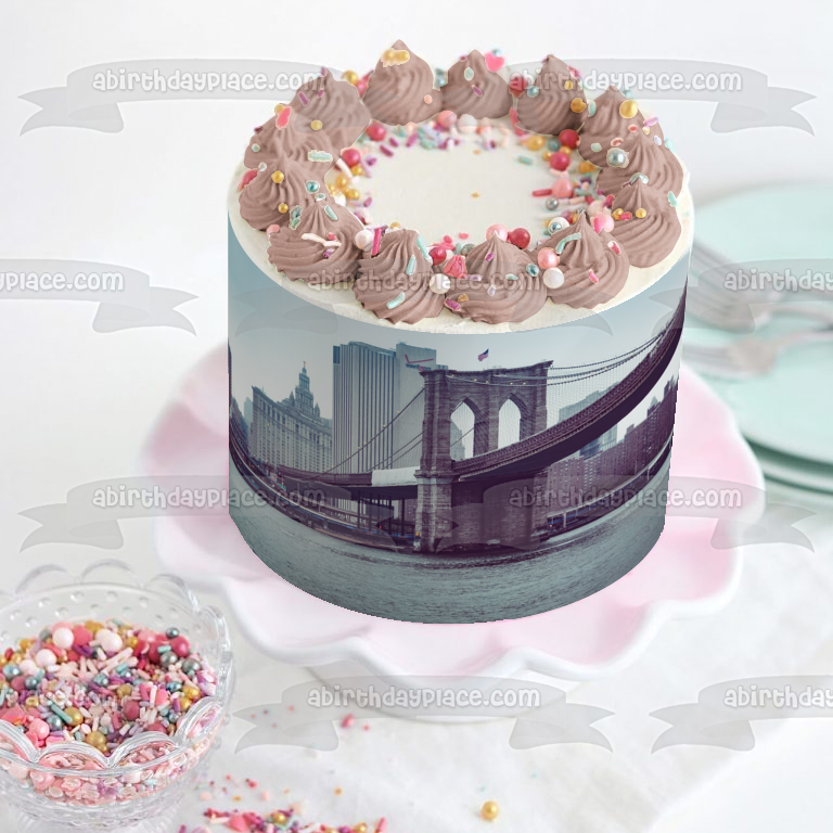 Brooklyn Bridge Park New York City Edible Cake Topper Image ABPID52601