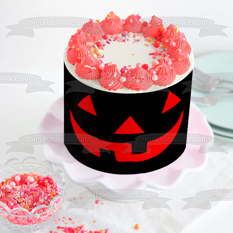 Imagen de adorno comestible para tarta de Halloween con cara de Jack O'Lantern ABPID52621 