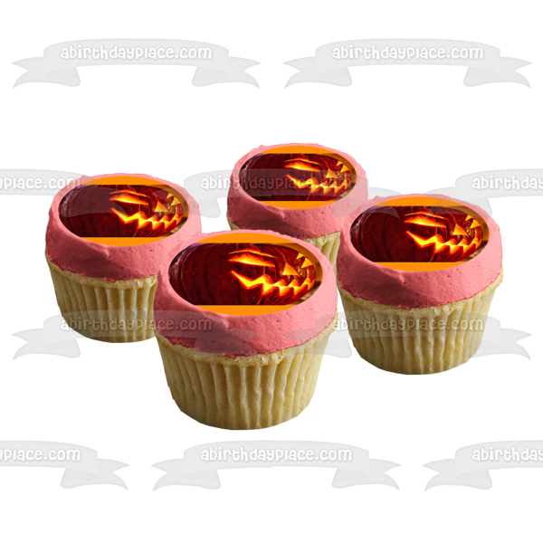 Imagen de adorno comestible para pastel de calabaza de Halloween Scary Jack-O-Lantern ABPID52625 