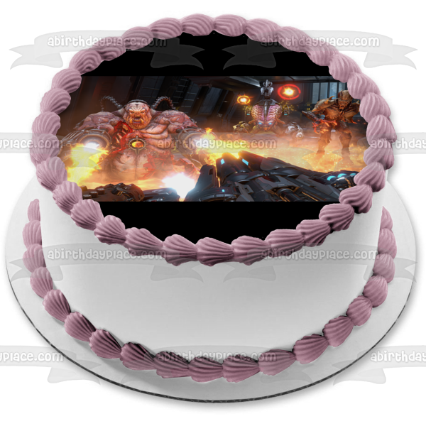 Doom Eternal Monster SciFi Gaming Shooter FPS Edible Cake Topper Image ABPID52646