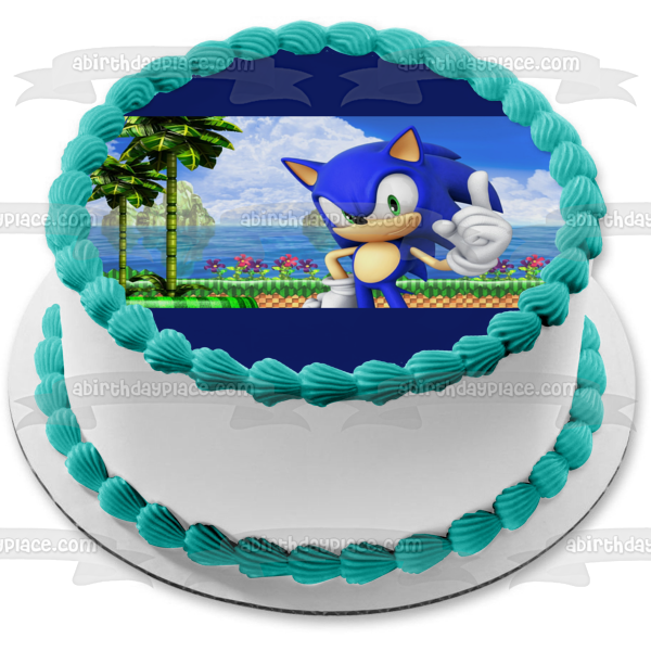 Sonic the Hedgehog Sega Island Videojuego Edible Cake Topper Imagen ABPID52903 