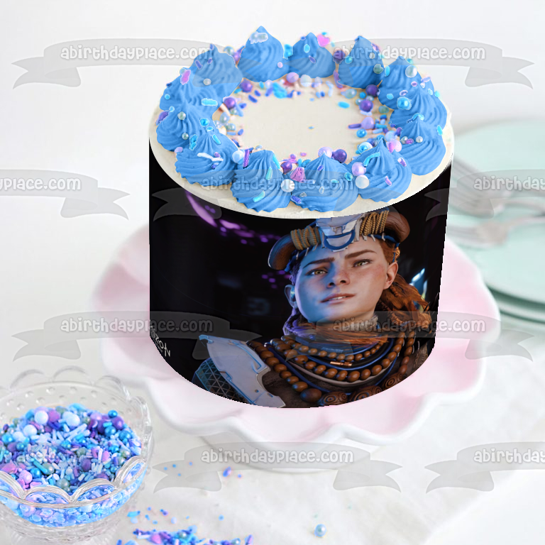 Imagen decorativa para tarta comestible Aloy para juegos de Horizon Zero Dawn para PS4 ABPID52668 