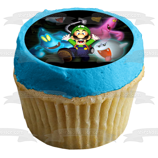 Luigi's Mansion Luigi Ghosts Scary Video Game Edible Cake Topper Imagen ABPID52910 