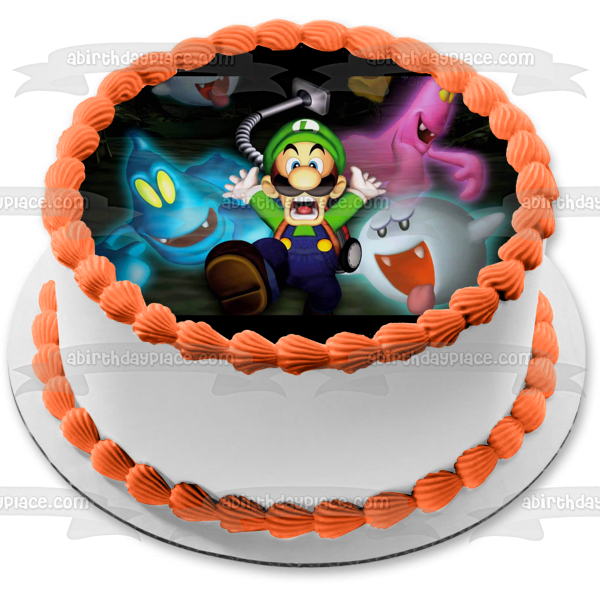 Luigi's Mansion Luigi Ghosts Scary Video Game Edible Cake Topper Imagen ABPID52910 