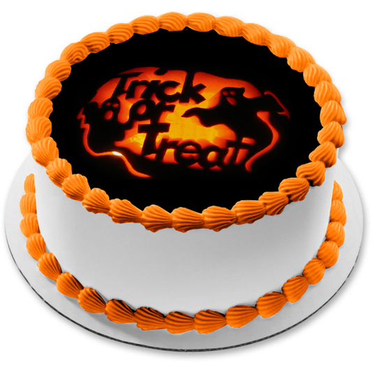 Imagen de decoración comestible para tarta de Halloween con fantasmas de truco o trato ABPID52676 