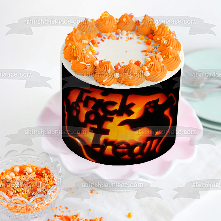 Imagen de decoración comestible para tarta de Halloween con fantasmas de truco o trato ABPID52676 