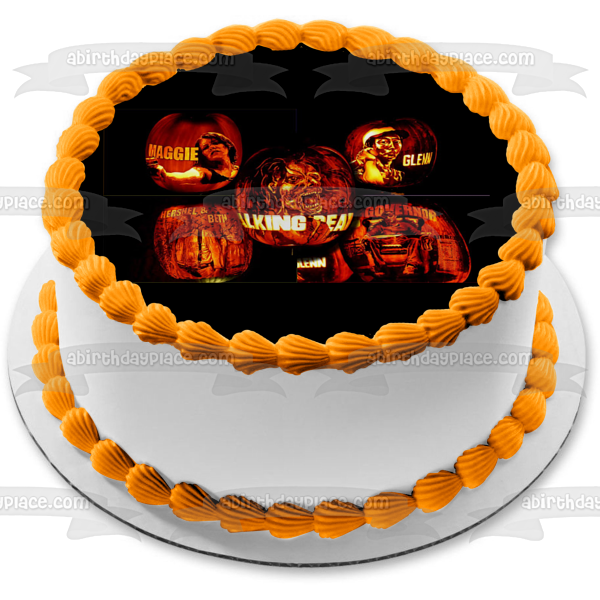 Figuras de calabaza de Happy Halloween de The Walking Dead de Maggie Glenn Hershel Beth y el gobernador Imagen comestible para decoración de tarta ABPID52698 