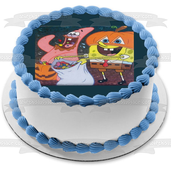 Bob Esponja Pantalones Cuadrados Feliz Halloween Truco o Trato Disfraces de Patricio Caramelo Adorno comestible para tarta Imagen ABPID52704 