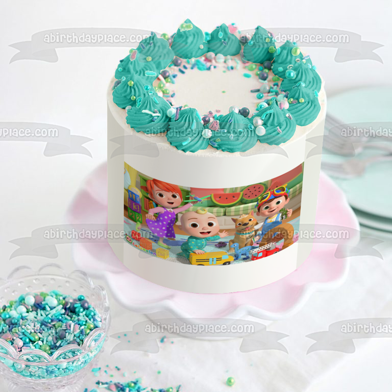 Programa de televisión infantil Cocomelon JJ. Imagen comestible para decoración de tarta Yoyo Tom Tom ABPID52949 