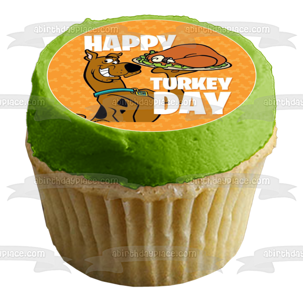 Scooby-Doo Feliz Día del Pavo Feliz Día de Acción de Gracias Pavo Adorno comestible para tarta Imagen ABPID52725 