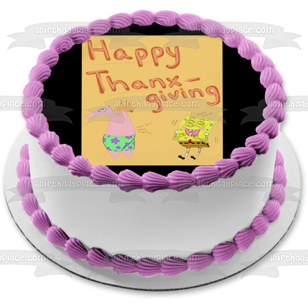 SpongeBob SquarePants Happy Thanx-Giving Patrick Eating Turkey Edible Cake Topper Image ABPID52727